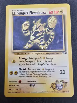 ⚡Pokemon TCG Lt. Surge's Electabuzz 27/132 Gym Heroes Rare Vintage WOTC NM ⚡ - Image 1