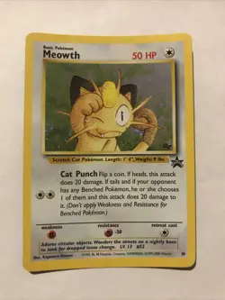 Pokemon Meowth Nintendo Black Star Promo 10 Holo Pokemon Card - Image 1