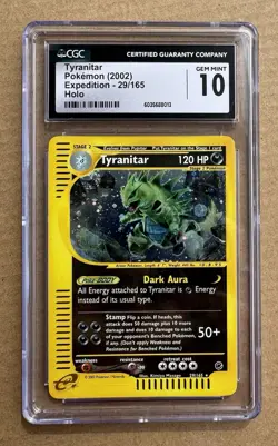 2002 POKEMON EXPEDITION, HOLO #29/165 TYRANITAR CGC 10 GEM MINT - Image 2