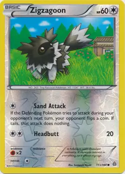 Zigzagoon 111/160 XY Primal Clash REVERSE HOLO PERFECT MINT! Pokemon - Image 1