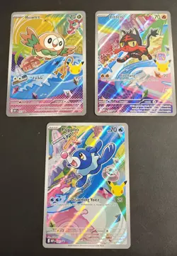 Popplio Rowlet Litten MEP 043 044 045 Pokemon First Partner Near Mint Pack Fresh - Image 1