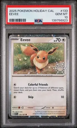 PSA 10 GEM Mint Eevee 133/165 Stamped - Pokemon 2025 Holiday Calendar - Image 1