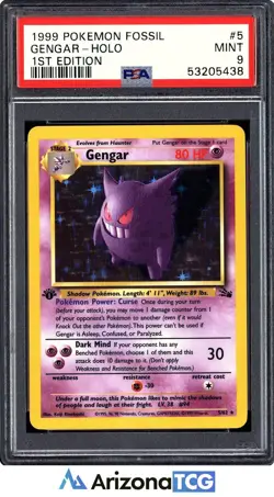 Pokemon 1999 Gengar 5/62 Holo 1st Edition Fossil PSA 9 - Image 1