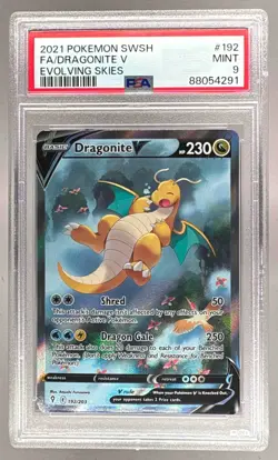 2021 Pokemon Sword & Shield Evolving Skies 192 Dragonite V PSA 9 88054291 - Image 1