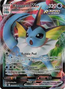Vaporeon VMAX 030/203 Ultra Rare Holo SWSH07: Evolving Skies NM Pokemon - Image 1