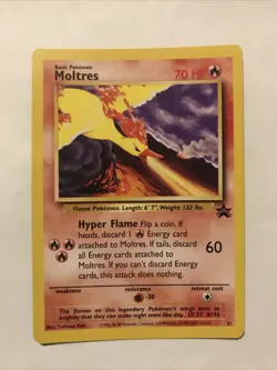 Moltres #21 Black Star Promo Rare Vintage Pokemon Card Legendary Bird - Image 1