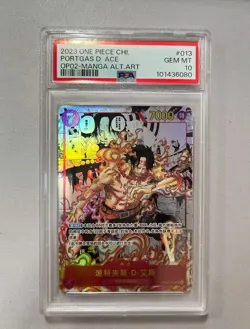 Chinese One Piece Card Game PSA 10 Portgas D Ace Manga 2023 OP02-013 OP02 - Image 1
