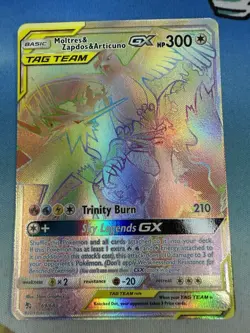 Moltres Zapdos Articuno GX 69/68 Hidden Fates Rainbow Rare Tag Team Pokemon Card - Image 1