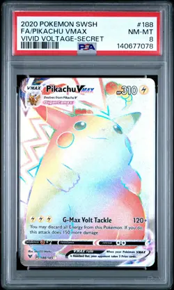 Pokemon Vivid Voltage Secret Full Art Pikachu VMAX Rainbow PSA 8 - Image 1