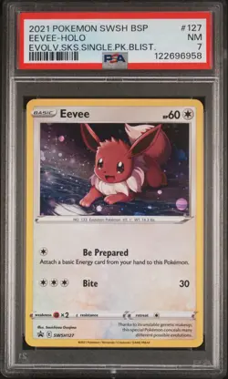 2021 POKEMON SWSH BLACK STAR PROMO #127 EEVEE-HOLO PSA 7 - Image 1