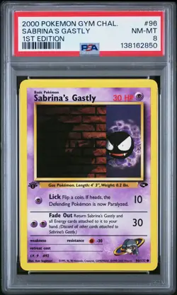 2000 POKEMON GYM CHALLENGE 1ST ED #96 SABRINA'S GASTLY PSA 8 - Image 1