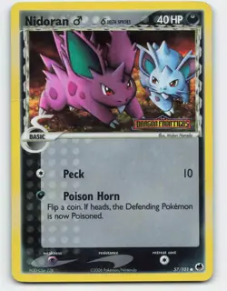 2006 Pokemon, Dragon Frontiers, #57/101 Nidoran M, Reverse Holo Common - Image 1