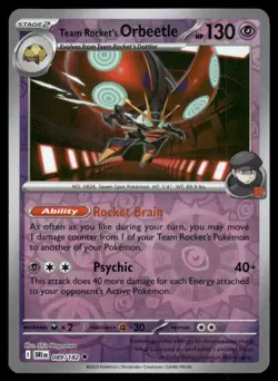 Team Rocket's Orbeetle 089/182 Uncommon Destined Rivals Pokemon Reverse Holo NM - Image 1