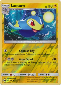 Lanturn 50/149 Sun & Moon REVERSE HOLO PERFECT MINT! Pokemon - Image 1