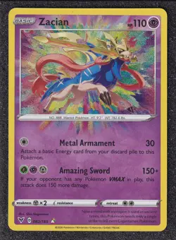 Pokemon TCG Zacian 082/185 Amazing Rare Sword & Shield Vivid Voltage Near Mint - Image 1