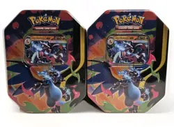 Pokemon TCG Mega Charizard X EX Tin Lot of 2 Sealed Phantasmal Flames Destined - Image 2