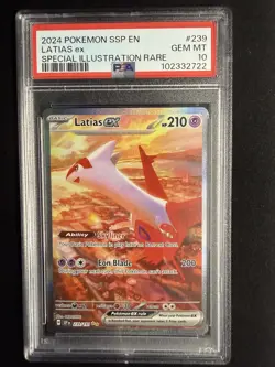 2024 POKEMON SSP EN-SURGING SPARKS SPECIAL ILLUSTRATION RARE LATIAS EX PSA 10 - Image 1