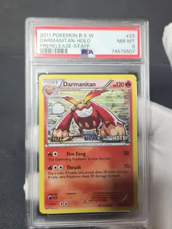 2011 Pokemon Black White Darmanitan STAFF Prerelease Holo Pokemon Card PSA 8 - Image 1