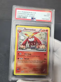 2011 Pokemon Black White Darmanitan STAFF Prerelease Holo Pokemon Card PSA 8 - Image 4
