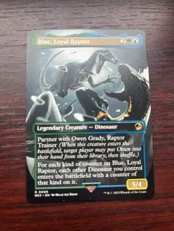 1x BORDERLESS BLUE LOYAL RAPTOR - Jurassic Park - MTG - Magic the Gathering - Image 1