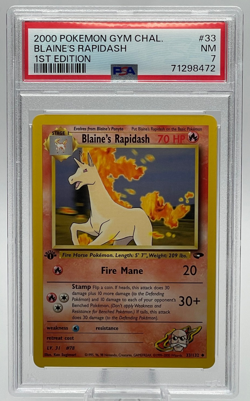 2000 POKEMON GYM CHALLENGE #33 BLAINE'S RAPIDASH 1ST EDITION PSA 7 NM - Image 1
