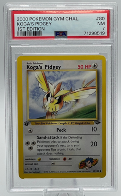 2000 POKEMON GYM CHALLENGE #80 KOGA'S PIDGEY 1ST EDITION PSA 7 NM - Image 1