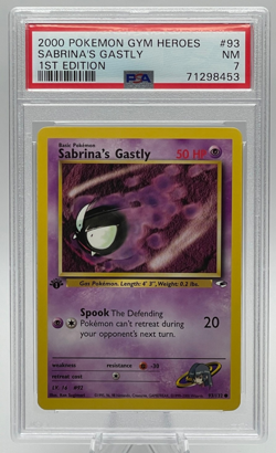 2000 POKEMON GYM HEROES #93 SABRINA'S GASTLY 1ST EDITION PSA 7 NM - Image 1
