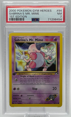 2000 POKEMON GYM HEROES #94 SABRINA'S MR. MIME 1ST EDITION PSA 7 NM - Image 1