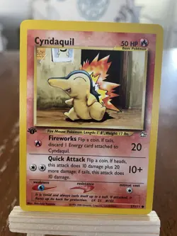 Pokemon Cyndaquil 57/111 Neo Genesis 1st Ed Regular Basic 50 HP Fireworks - Image 1