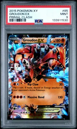 2015 POKEMON XY PRIMAL CLASH #85 GROUDON EX PSA 9 - Image 1