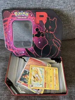 Pokemon Card Lot - 750 Authentic Pokemon Cards with 75 Holo/Rares + MewTwo Tin - Image 2