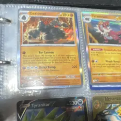 Pokemon TCG Mixed Card Lot Binder Pages Holo/Foil V EX Mega Tyranitar Pikachu - Image 3