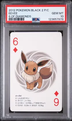Pokemon Eevee 2012 Black Kyurem 6 of Diamonds playing card PSA 10 GEM MINT - Image 1