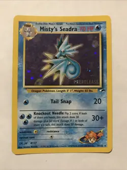 Misty's Seadra PRERELEASE Gym Heroes - Holo Rare 9/132 WOTC Card NM Pokemon TCG - Image 1