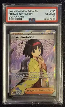 Pokemon 2023 Mew En Erika’s Invitation- Ultra Rare PSA 10 Gem Mt 196/165 - Image 1