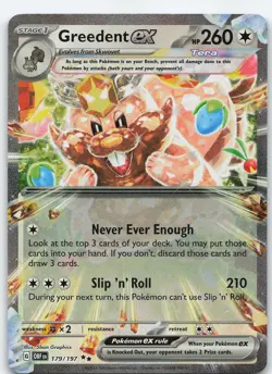 Greedent ex 179/197 Double Rare Holo SV03: Obsidian Flames NM Pokemon - Image 1