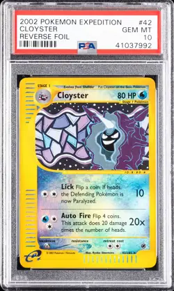 2002 POKEMON EXPEDITION #42 CLOYSTER-REVERSE FOIL PSA 10 - Image 1