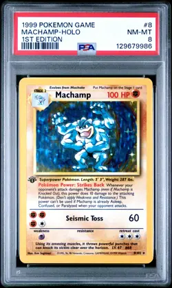 1999 Pokemon Game Machamp Holo 1st Edition PSA 8 #8 - Image 1