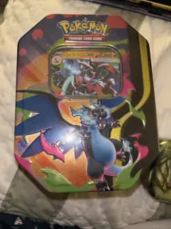 Pokemon Mega Charizard X ex Tin Factory Sealed 4 Booster Packs + Promo Card - Image 1