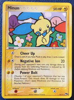 Minun 4/17 Pop Series 3 Promo (2006) Vintage Holo Pokemon Card - LP - Image 1
