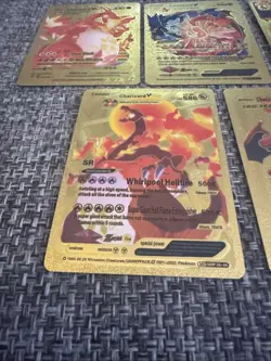 Set Of 5 Gold Foil Charizard Collectors Cards - Pokemon Inspired - Image 2