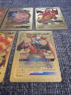 Set Of 5 Gold Foil Charizard Collectors Cards - Pokemon Inspired - Image 3