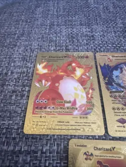 Set Of 5 Gold Foil Charizard Collectors Cards - Pokemon Inspired - Image 5