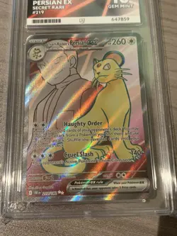 Team Rocket's Persian EX 219/182 SR Destined Rivals Ace 10 Pokemon Perfect Subs - Image 2