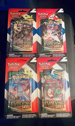 Pokemon Evolving Skies & Chilling Reign 2 pack Blister w/ pin - Set Of 4 Sealed - Image 1