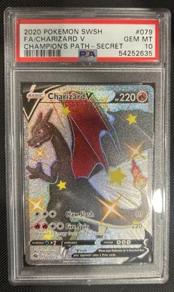 2020 Pokemon SWSH Champion's Path Secret 079/073 Charizard FA PSA 10 - Image 1