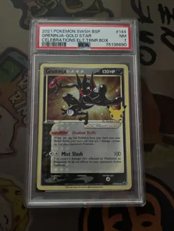 Pokemon TCG Greninja Gold Star SWSH144 Celebrations Black Star Promo PSA 7 - Image 1