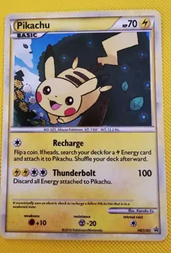 Pikachu HGSS03 *W/ HOLO 3 SWIRL* Pokemon TCG: 2010 HGSS Black Star Promo LP - Image 1