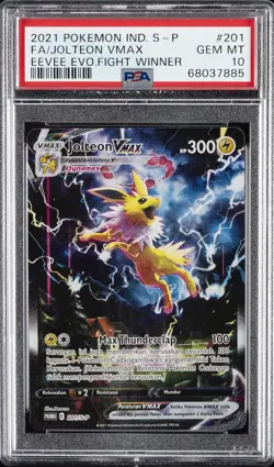 2021 POKEMON INDONESIAN S PROMO #201 FULL ART/JOLTEON VMAX PSA 10 - Image 1