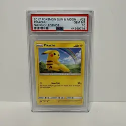 2017 Pokemon Sun & Moon Shining Legends Pikachu #28 PSA 10 Gem Mint - Image 1